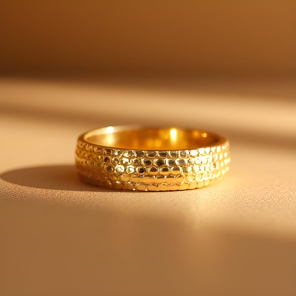 14K Yellow Gold Wedding Band, 14K Yellow Gold Diamond Cut Wedding Band, wedding band for men, ring for husband, stylish band for man, stylish wedding band for man