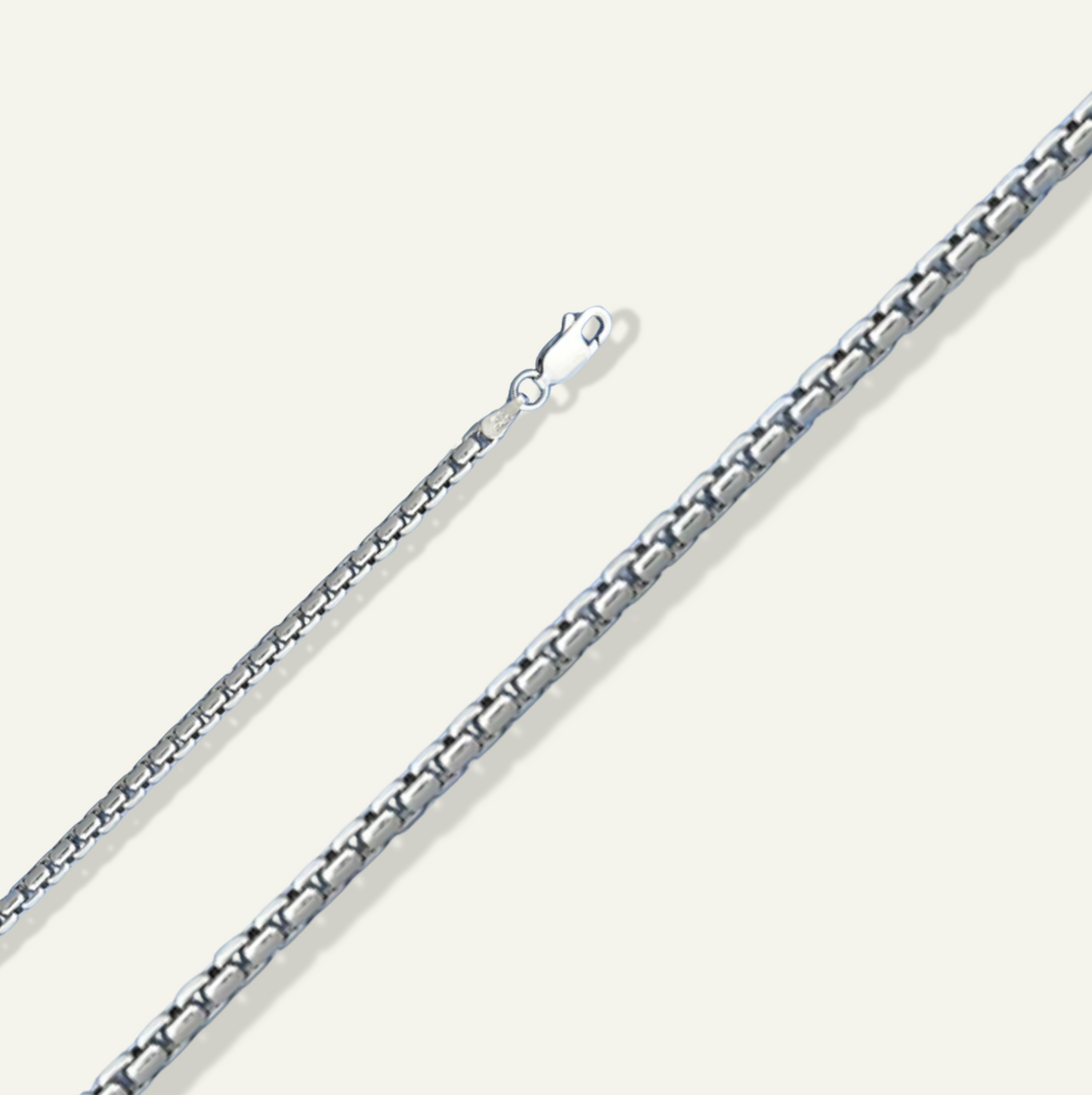 2.5mm round box chain for men, round box chain for men, sterling silver chains for men, round box chain for women, link chain for men, goldnboys, 4mm round box bracelet for men, round box bracelet for men.