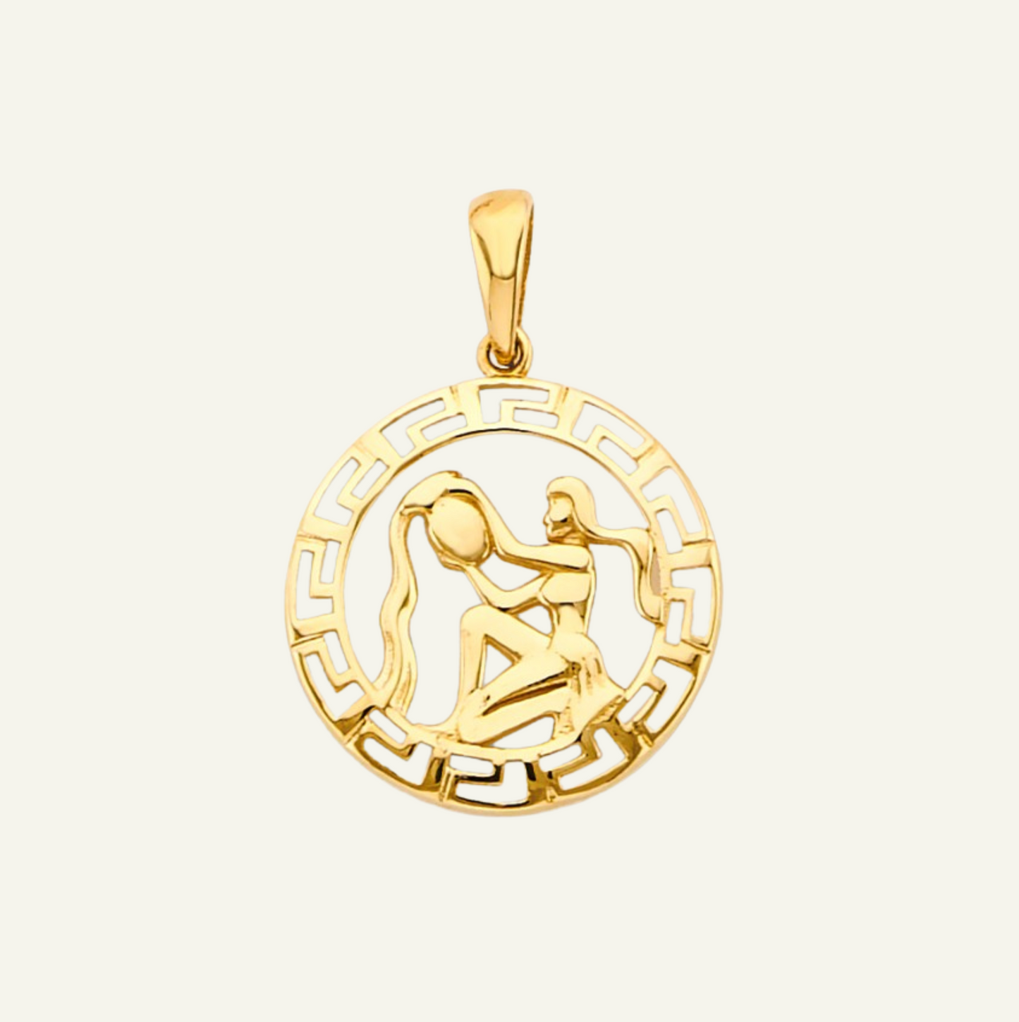 14K Aquarius Zodiac Sign Pendant, goldnboys, real gold jewelry, 14k gold zodiac pendant, unique zodiac pendant, solid gold pendants, yellow gold pendant, yellow gold zodiac pendant, 14k gold round pendant, real gold unreal prices.