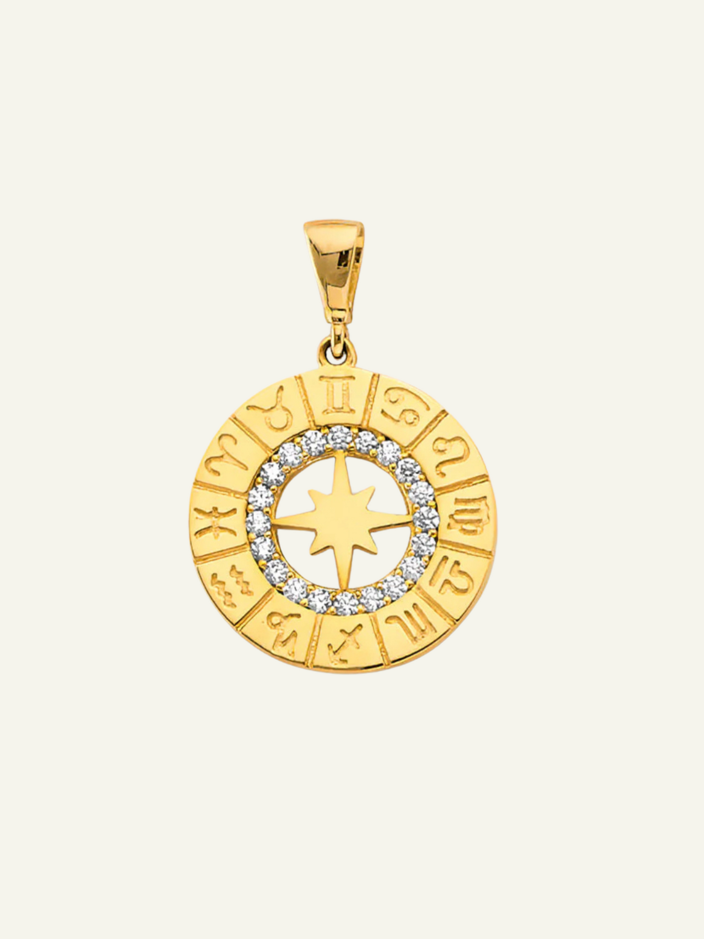 14K Two Tone Gold CZ All Zodiac Sign Pendant, goldnboys, real gold jewelry, 14k gold zodiac pendant, unique zodiac pendant, solid gold pendants, yellow gold pendant, yellow gold zodiac pendant, 14k gold round pendant, real gold unreal prices.