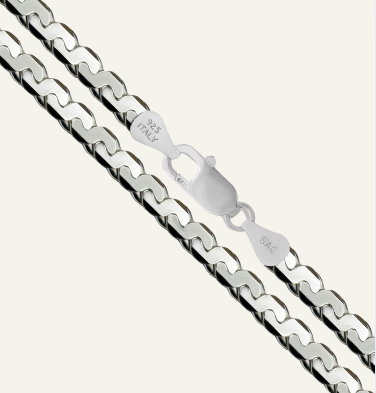 5.9mm Sterling Silver Serpentine Flat Chain Necklace, sterling silver men’s chain, silver necklace men, unisex silver chains, goldnboys, thick silver necklace