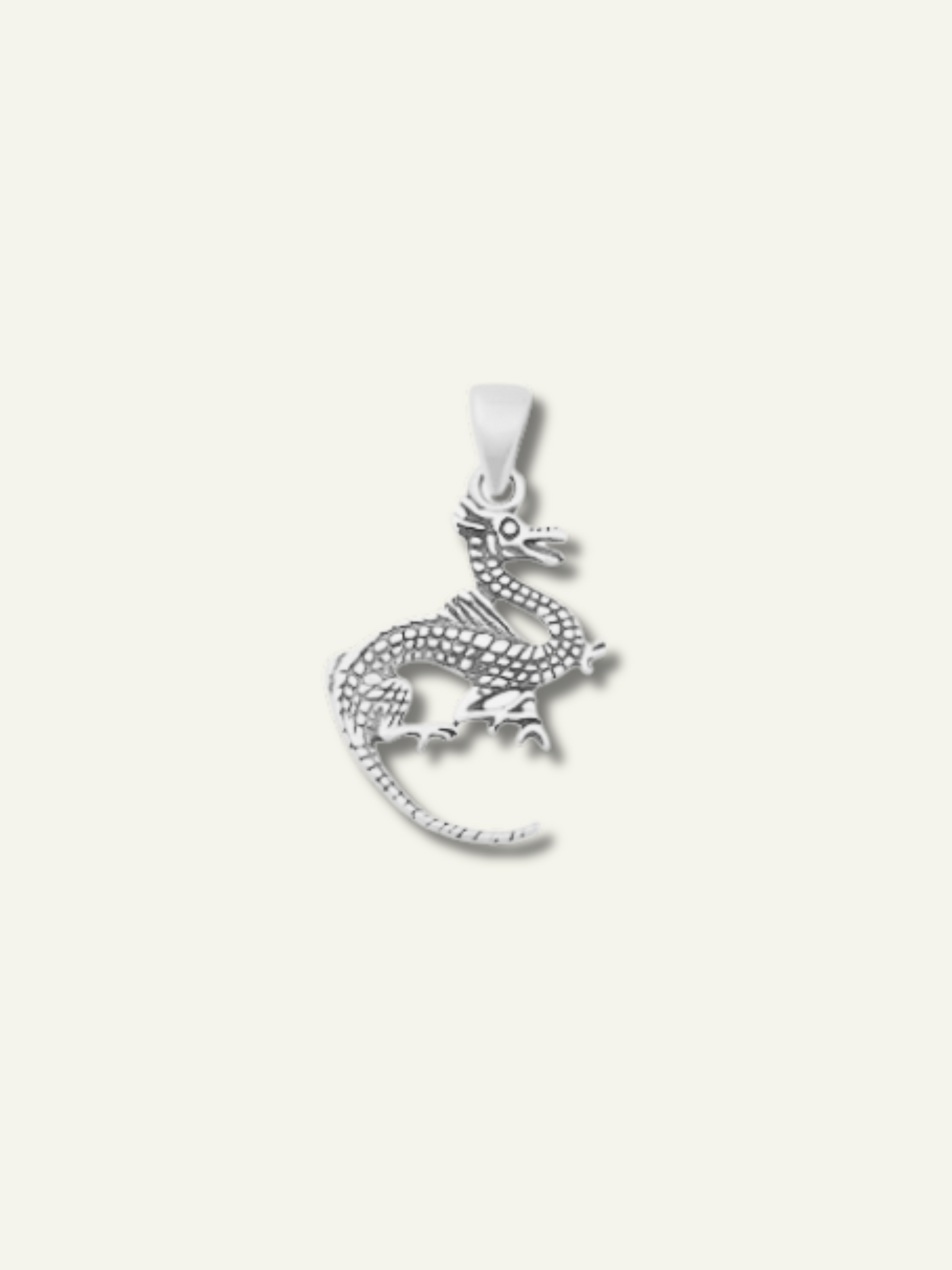 Silver Oxidized Dragon Pendant