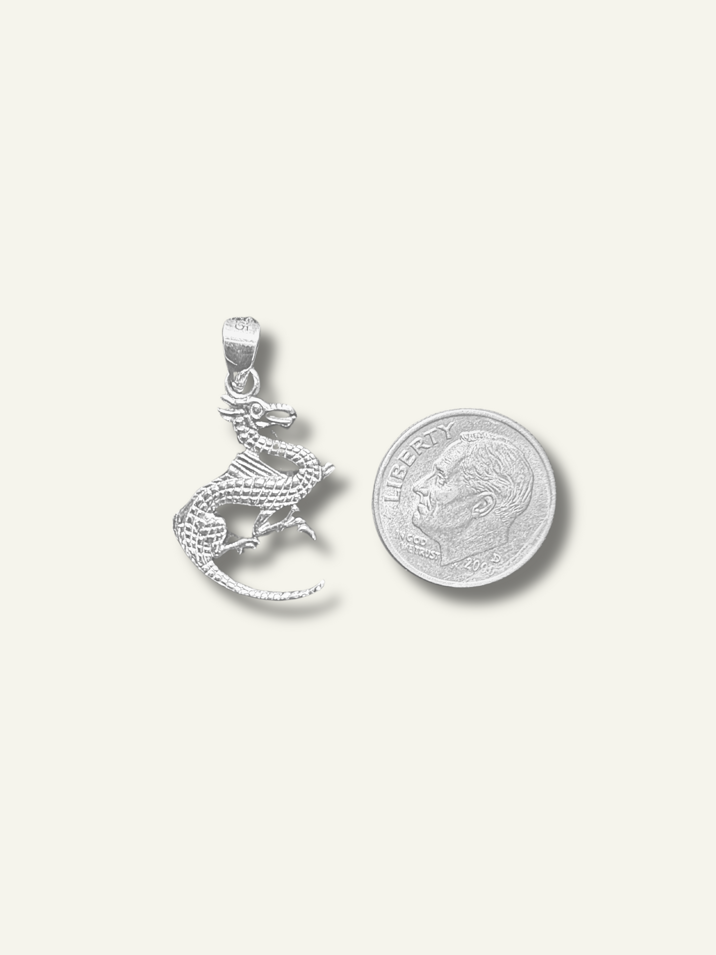 Silver Oxidized Dragon Pendant