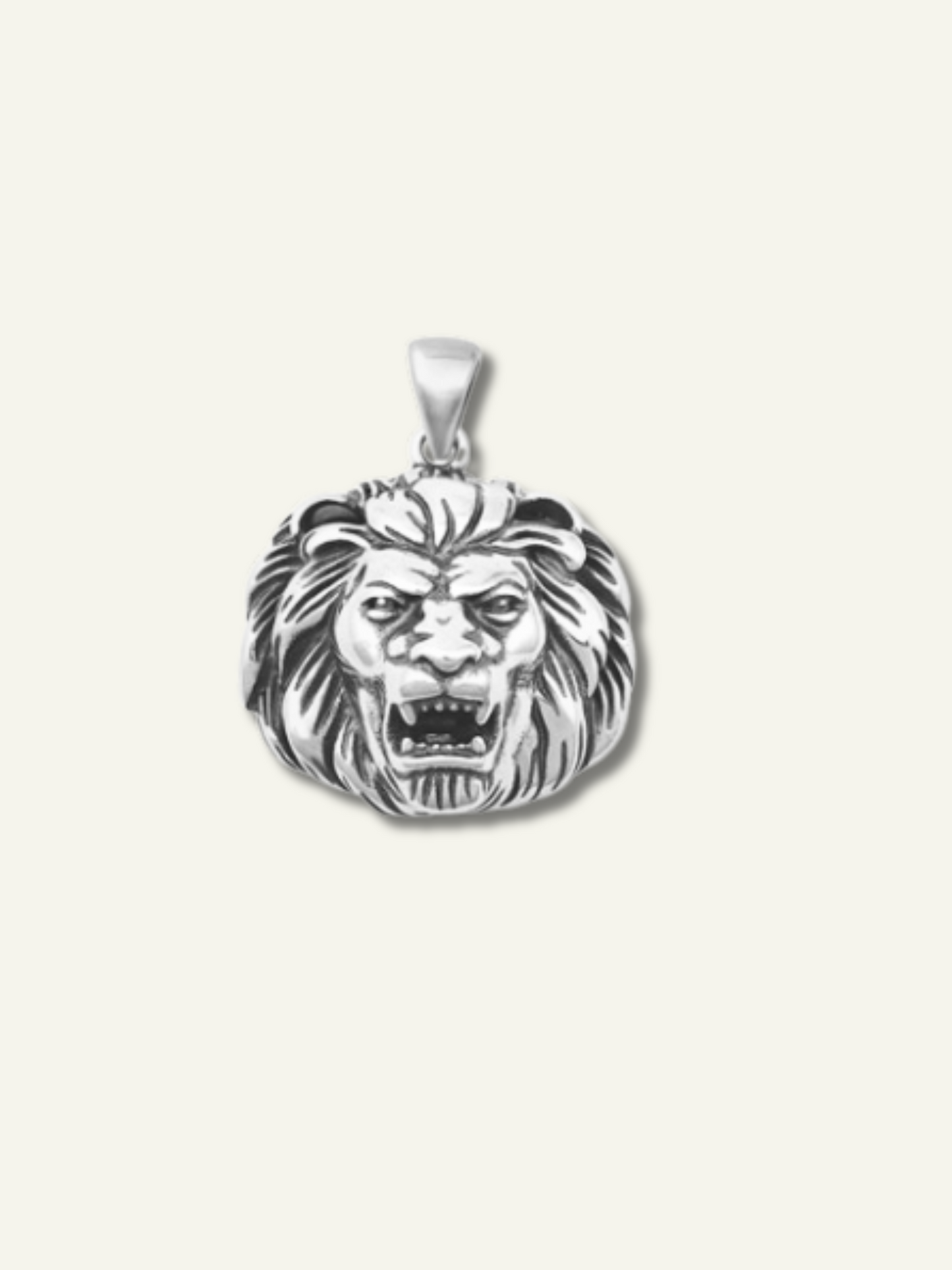 Silver Fierce Lion Head Pendant