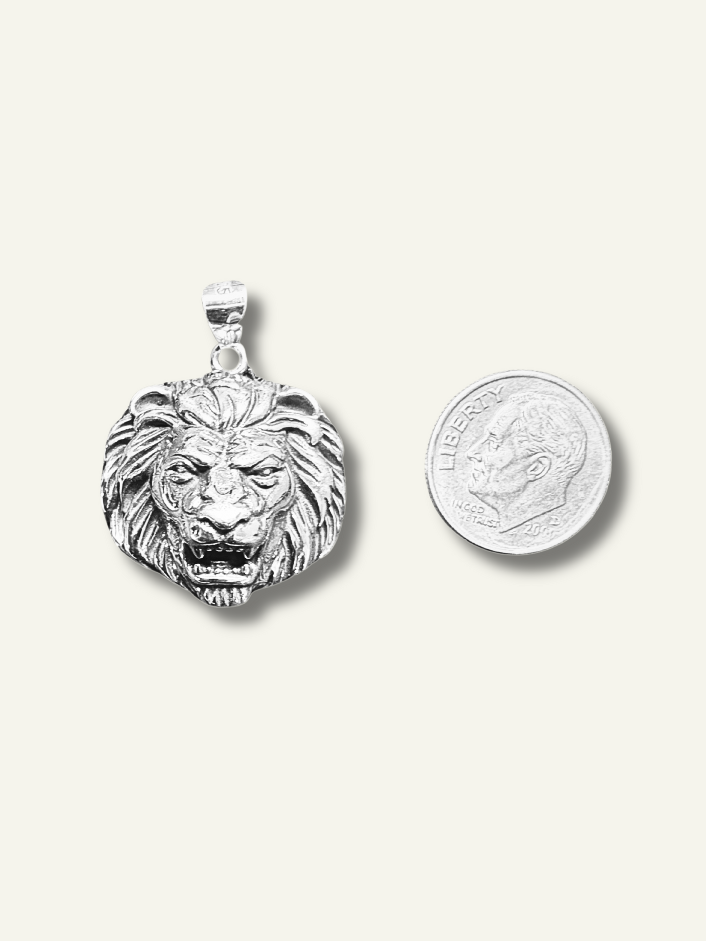 Silver Fierce Lion Head Pendant