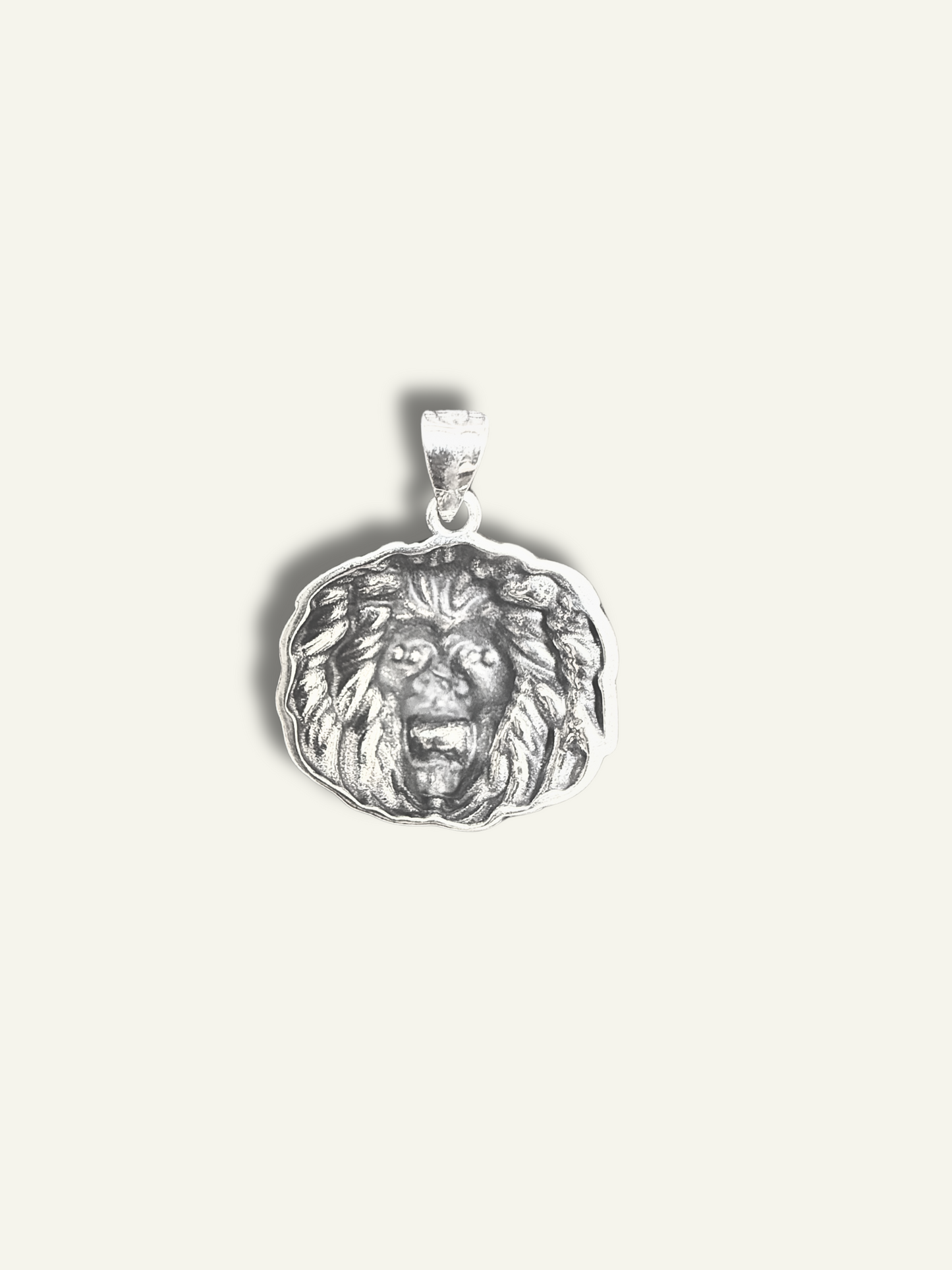 Silver Fierce Lion Head Pendant