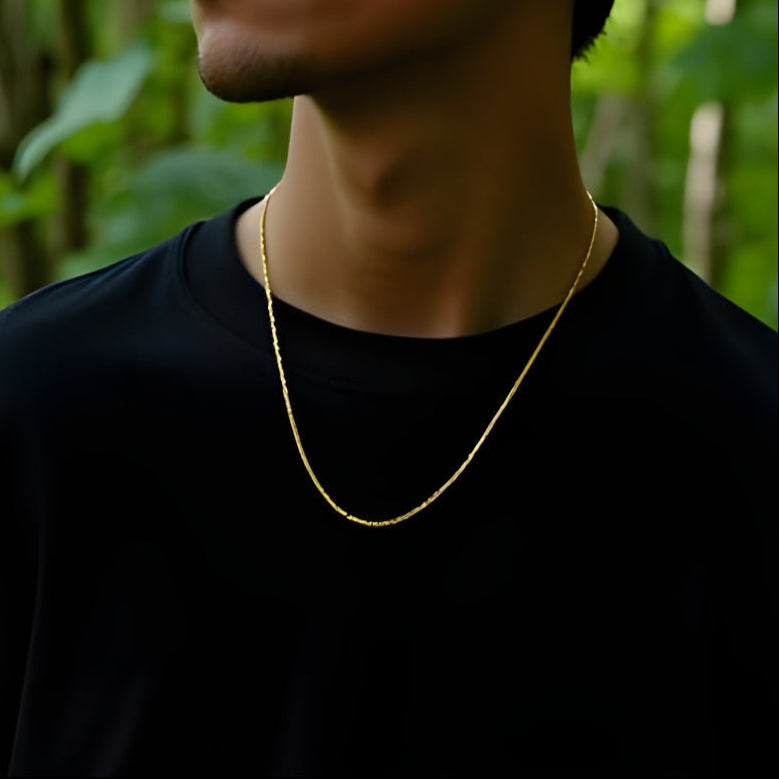 diamond cut 10K Singapore Chain Necklace, 10K Singapore Chain Necklace, solid gold for men, gift for him, goldnboys, goldnboys.com, 1.8mm 10K Singapore Chain Necklace