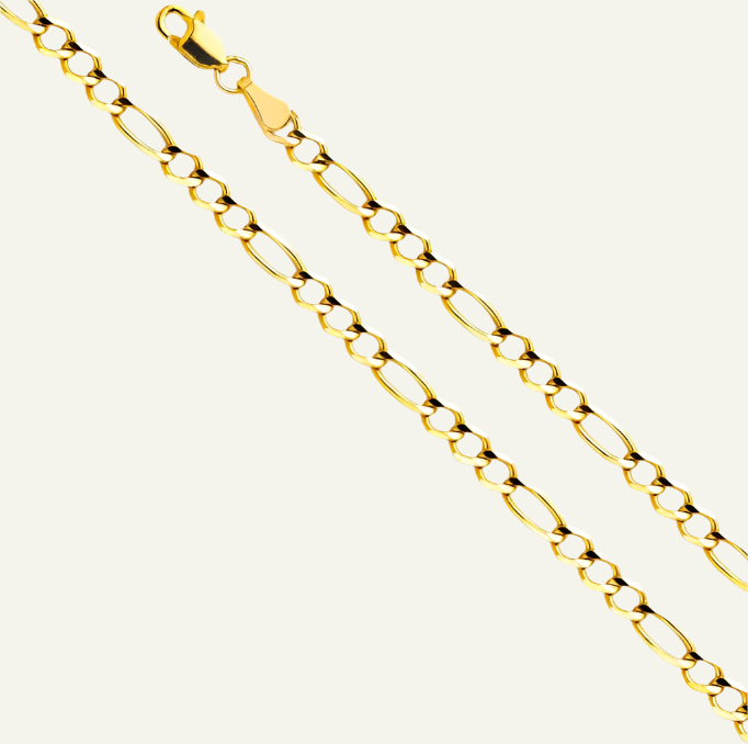 Yellow Gold Figaro Link Chain Bracelet