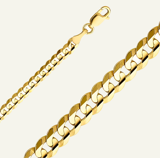 10k Yellow Gold Cuban Curb Link Chain Bracelet
