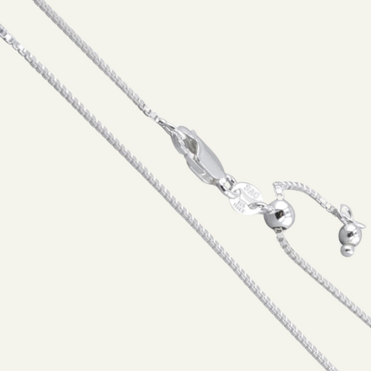 1.0mm - Sterling Silver DC Box Adjustable Chain Necklace, solid silver chains, adjustable silver chain for men, 
adjustable silver chain for women,
unisex adjustable silver chains,
goldnboys,
real gold unreal prices.
