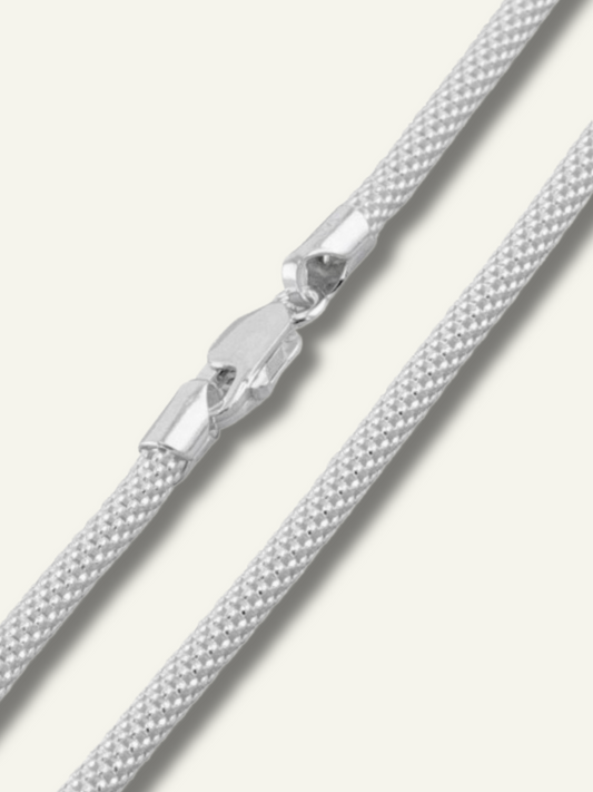 1.3mm Sterling Silver Popcorn Mesh Chain Necklace for men, silver chains for men, silver chain for man, italian silver chains, fathers day gift ideas, gift for her, goldnboys, goldnboys.com