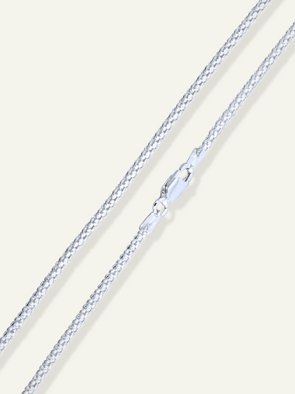 1.3mm Sterling Silver Popcorn Mesh Chain Necklace for women, silver chains for women, silver chain for woman, italian silver chains, mothers day gift ideas, gift for her, goldnboys, goldnboys.com