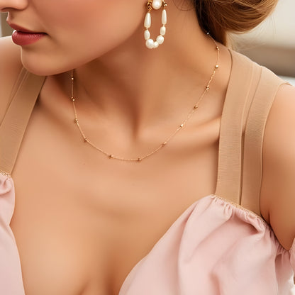 10k bead station chain necklace for women, 1mm 18 inches real gold chain women, goldnboys 18 inches 20 inches