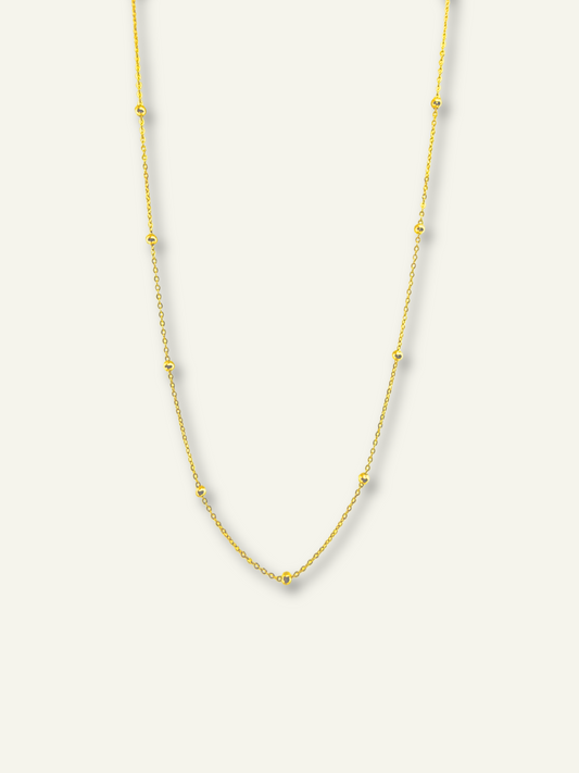 10k bead station chain necklace for women, real gold chain women, goldnboys 