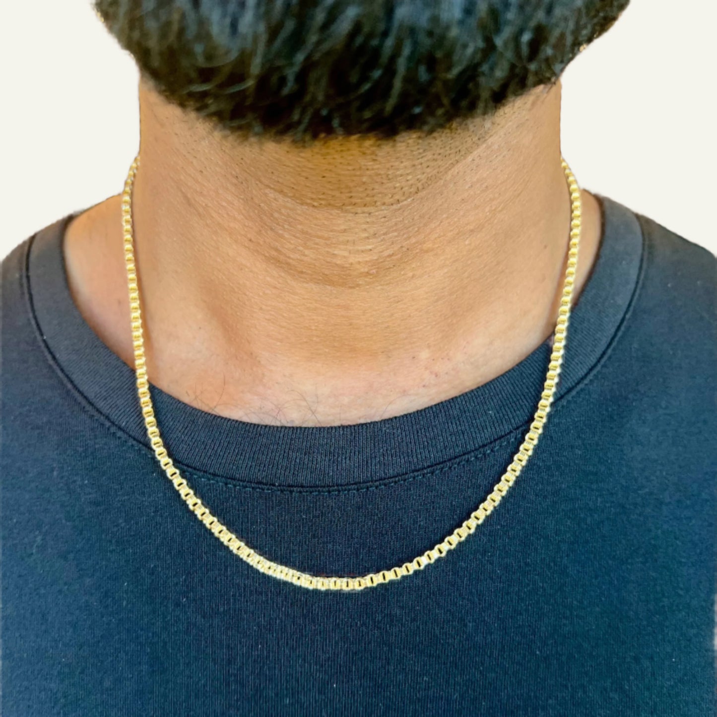 10k solid gold 3mm Byzantine Box Chain Necklace 20 inches, goldnboys.com for mens jewelry, mens jewelry, 22 inches mens chains