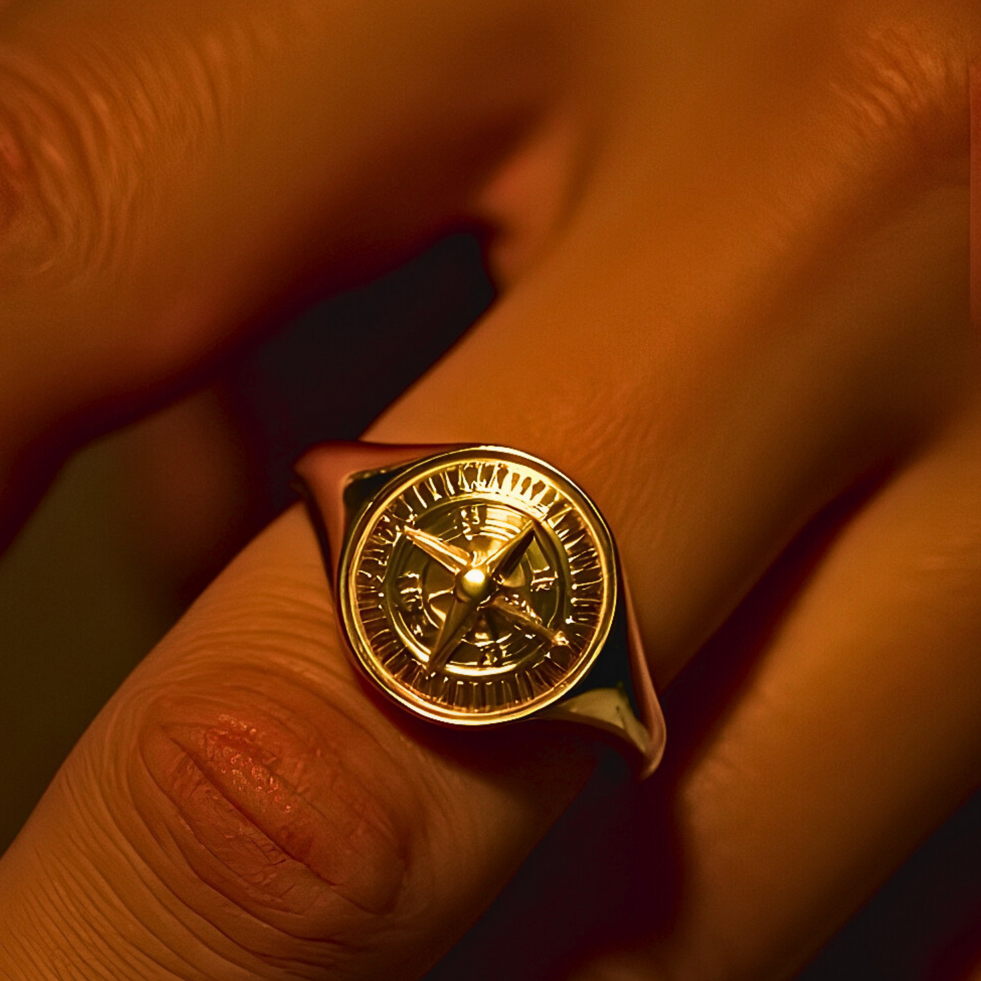 14K Yellow Gold Compass Men's Ring, 14K Yellow Gold Compass Men's Ring size 10, goldnboys.com, goldnboys, mens rings, yellow gold rings, 14k solid gold rings. 