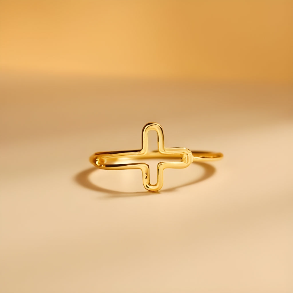 14K Yellow Gold Cross Ring, religious rings, rings for him, rings for father, rings for brother, fathers day gift, real gold rings, 14k gold rings, dainty rings, cross rings, thin cross ring, goldnboys, goldnboys.com, gift her her, faith ring, unisex rings, yellow gold rings,.