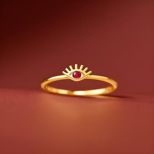 14K Yellow Gold Evil Eye Ring for men, rings for her, rings for him, ring for mother, rings for sister, mothers  day gift, real gold rings, 14k gold rings, dainty rings, evil aye rings, thin blue evil eye ring, goldnboys, goldnboys.com, unisex rings, evil eye ring for men.