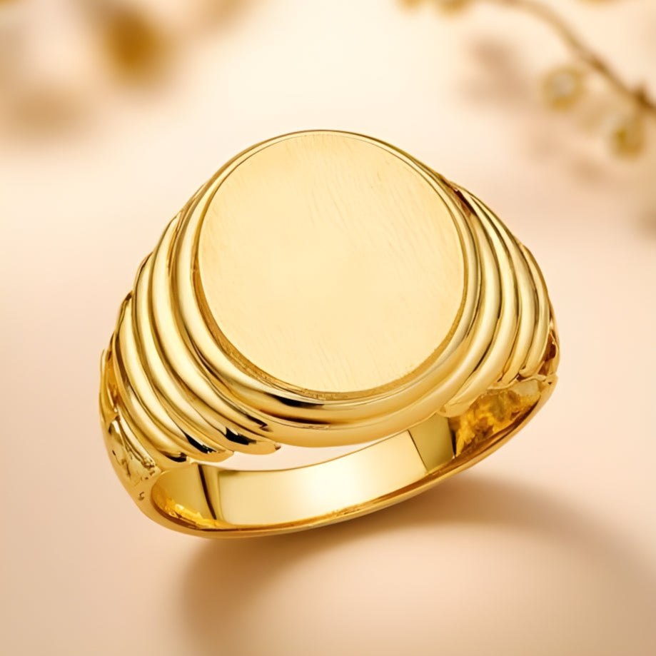 14K Yellow Gold Men's oval signet Ring, rings for men, signet rings for men, real gold rings for men, mens rings, 14 gold rings, goldnboys, goldnboys.com, mens fashion, jewelry, unisex rings, oval signet ring for men.