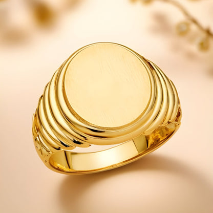 14K Yellow Gold Men's oval signet Ring, rings for men, signet rings for men, real gold rings for men, mens rings, 14 gold rings, goldnboys, goldnboys.com, mens fashion, jewelry, unisex rings, oval signet ring for men.