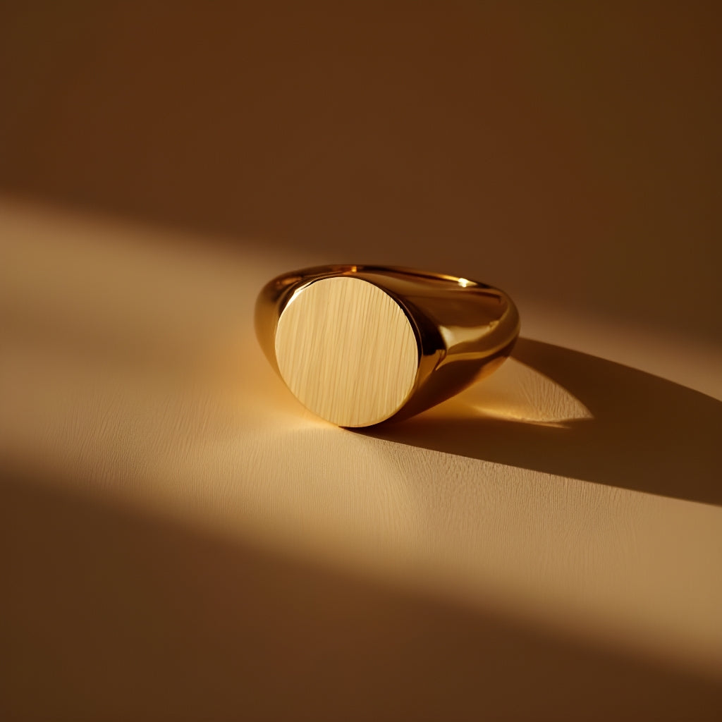 14K Yellow Gold Men's round Ring, rings for men, signet rings for men, real gold rings for men, mens rings, 14 gold rings, goldnboys, goldnboys.com, mens fashion, jewelry, unisex rings, round signet ring for men.