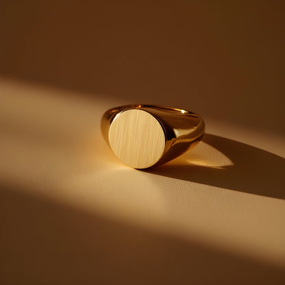 14K Yellow Gold Men's round Ring, rings for men, signet rings for men, real gold rings for men, mens rings, 14 gold rings, goldnboys, goldnboys.com, mens fashion, jewelry, unisex rings, round signet ring for men.