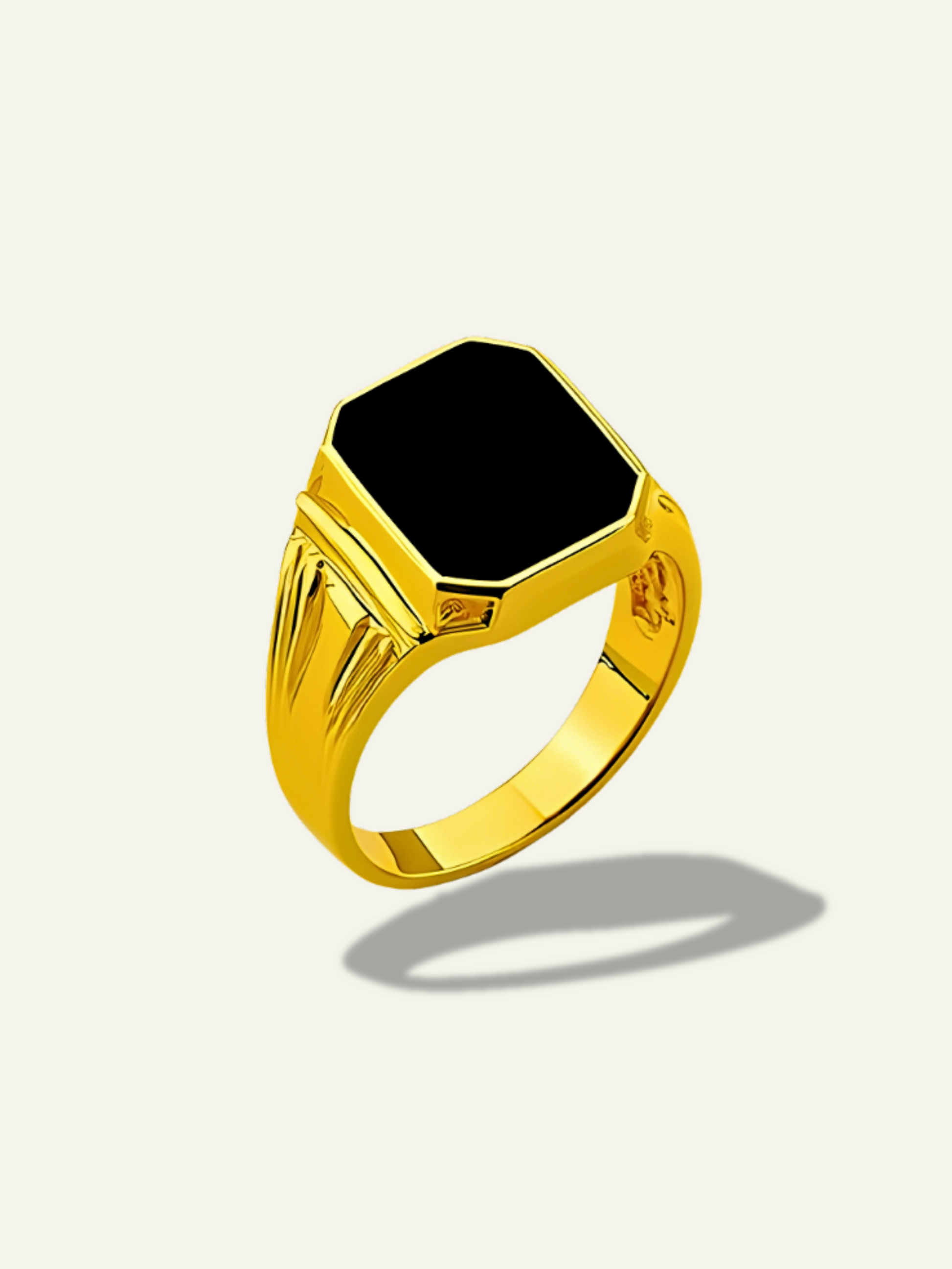 14K Yellow Gold Men's Octagon Onyx Ring, gold Octagon Onyx, mens rings, gold rings for men, black stone rings for men, goldnboys, goldnboyscom, beautiful rings for men, solid gold rings for men.
