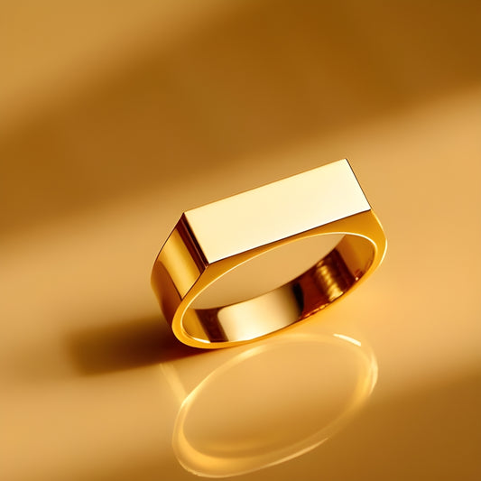 14K Yellow Gold Men's Rectangle Signet Ring, rings for men, signet rings for men, real gold rings for men, mens rings, 14 gold rings, goldnboys, goldnboys.com, mens fashion, jewelry, unisex rings