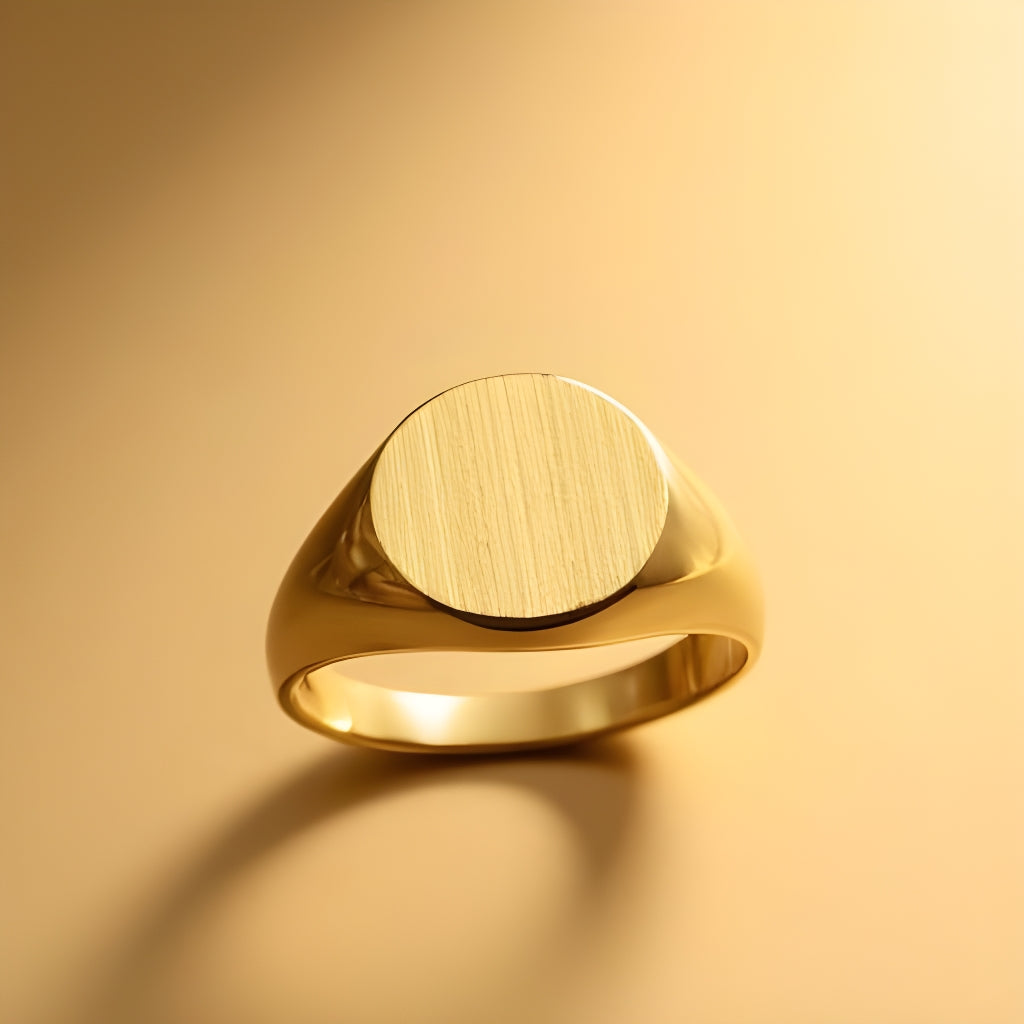 14K Yellow Gold Men's round Ring, rings for men, signet rings for men, real gold rings for men, mens rings, 14 gold rings, goldnboys, goldnboys.com, mens fashion, jewelry, unisex rings, round signet ring for men.