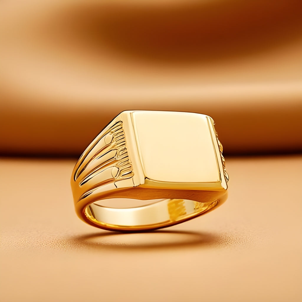 14K Yellow Gold Men's Rectangle Square Ring, rings for men, signet rings for men, real gold rings for men, mens rings, 14 gold rings, goldnboys, goldnboys.com, mens fashion, jewelry, unisex rings