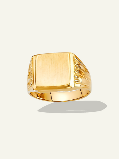 14K Yellow Gold Men's Rectangle Square Ring, rings for men, signet rings for men, real gold rings for men, mens rings, 14 gold rings, goldnboys, goldnboys.com, mens fashion, jewelry, unisex rings