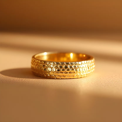 14K Yellow Gold Wedding Band, 14K Yellow Gold Diamond Cut Wedding Band, wedding band for men, ring for husband, stylish band for man, stylish wedding band for man