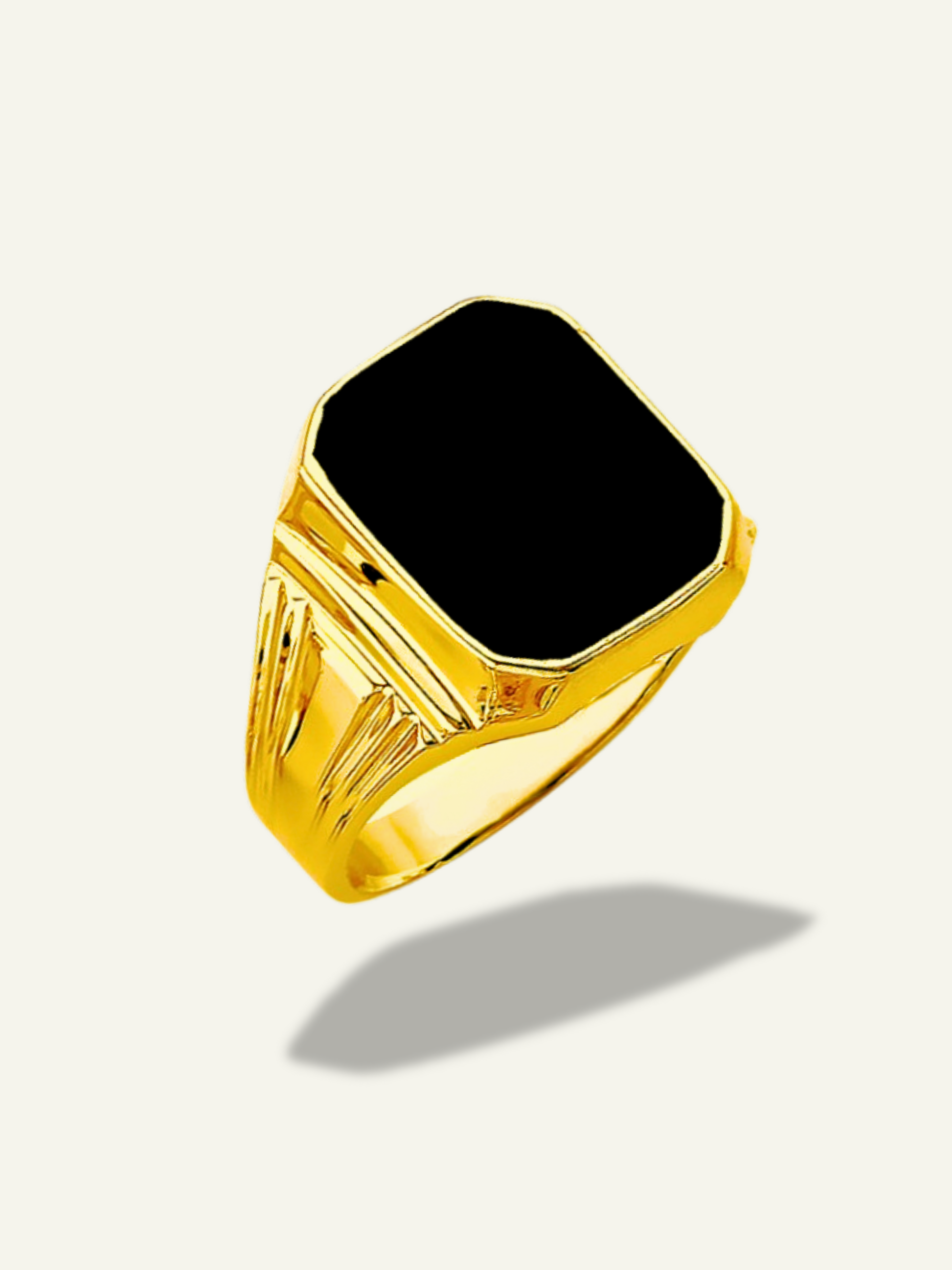 14K Yellow Gold Men's Octagon Onyx Ring, gold Octagon Onyx, mens rings, gold rings for men, black stone rings for men, goldnboys, goldnboyscom, beautiful rings for men, solid gold rings for men.