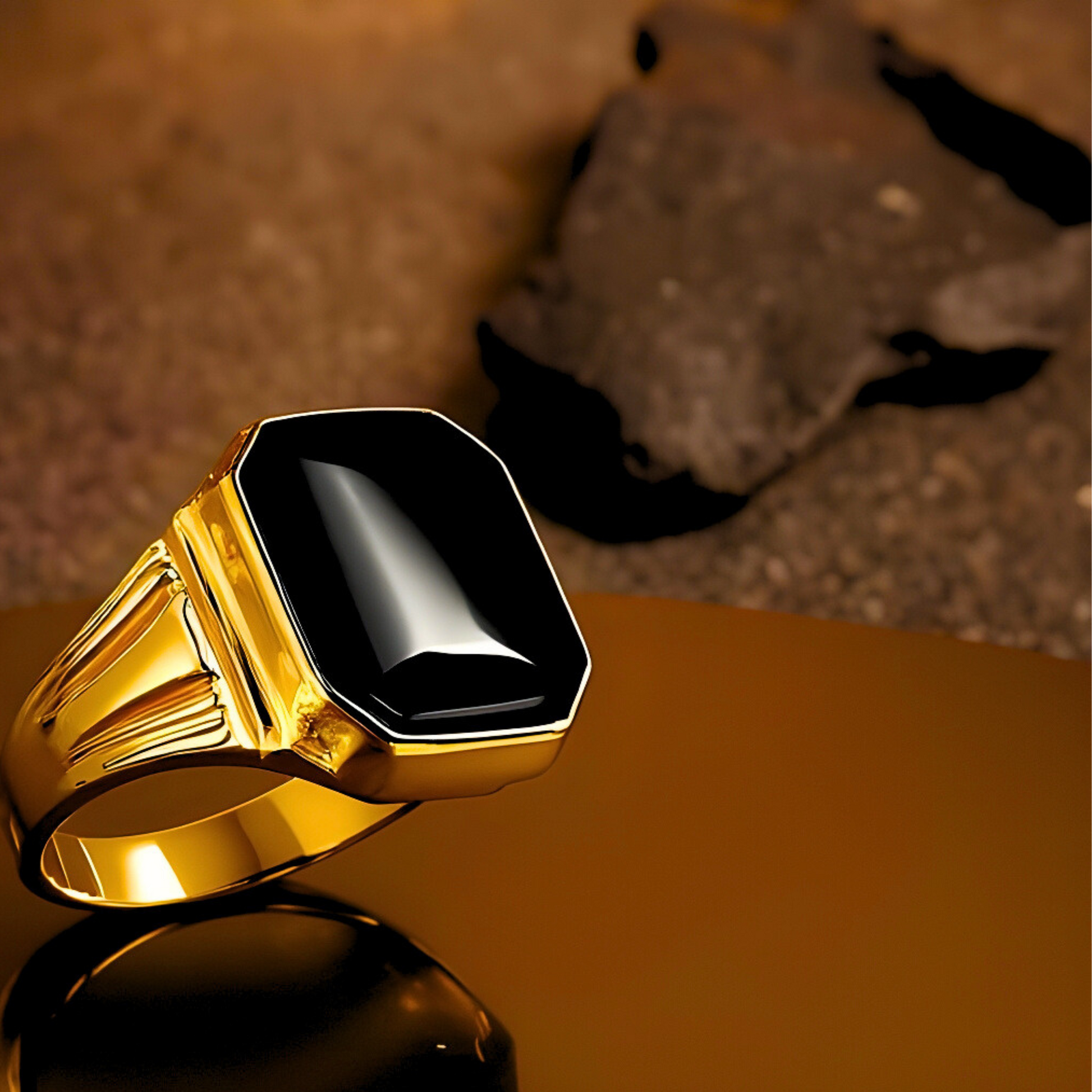 14K Yellow Gold Men's Octagon Onyx Ring, gold Octagon Onyx, mens rings, gold rings for men, black stone rings for men, goldnboys, goldnboyscom, beautiful rings for men, solid gold rings for men.