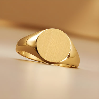 14K Yellow Gold Men's round signet Ring, rings for men, signet rings for men, real gold rings for men, mens rings, 14 gold rings, goldnboys, goldnboys.com, mens fashion, jewelry, unisex rings, round signet ring for men.