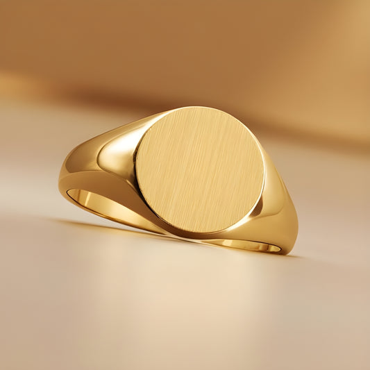 14K Yellow Gold Men's round signet Ring, rings for men, signet rings for men, real gold rings for men, mens rings, 14 gold rings, goldnboys, goldnboys.com, mens fashion, jewelry, unisex rings, round signet ring for men.