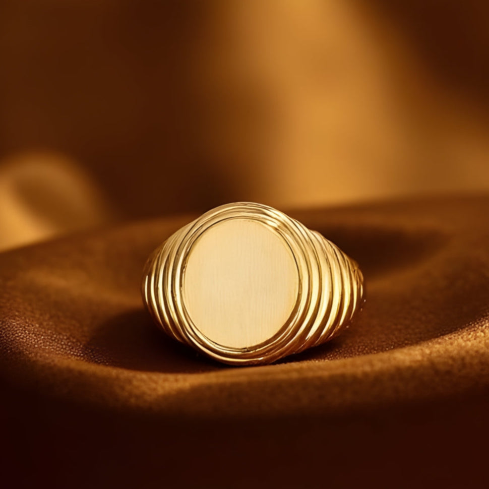 14K Yellow Gold Men's oval signet Ring, rings for men, signet rings for men, real gold rings for men, mens rings, 14 gold rings, goldnboys, goldnboys.com, mens fashion, jewelry, unisex rings, oval signet ring for men.
