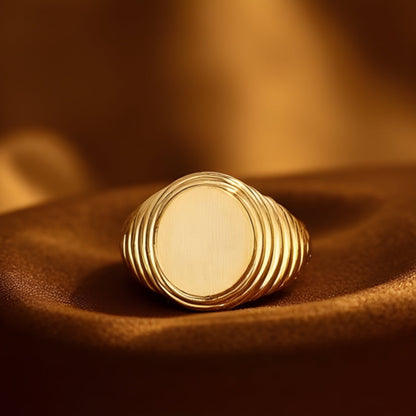 14K Yellow Gold Men's oval signet Ring, rings for men, signet rings for men, real gold rings for men, mens rings, 14 gold rings, goldnboys, goldnboys.com, mens fashion, jewelry, unisex rings, oval signet ring for men.