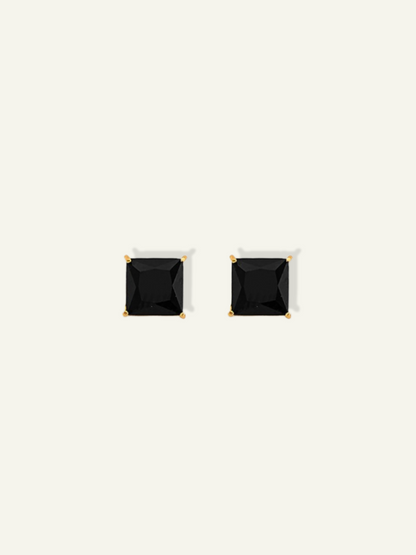 goldnboys, 14K yellow gold square black CZ stud earrings with screw-back posts. 2mm, 3mm, 4mm, 5mm, 6mm, 7mm, 8mm black cz studs,  2mm, 3mm, 4mm, 5mm, 6mm, 7mm, 8mm black cz 14k gold studs,