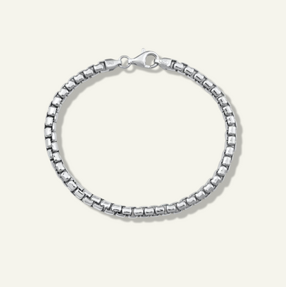 4mm round box bracelet for men, round box bracelet for men, sterling silver chains for men, round box chain for women, link chain for men, goldnboys. 