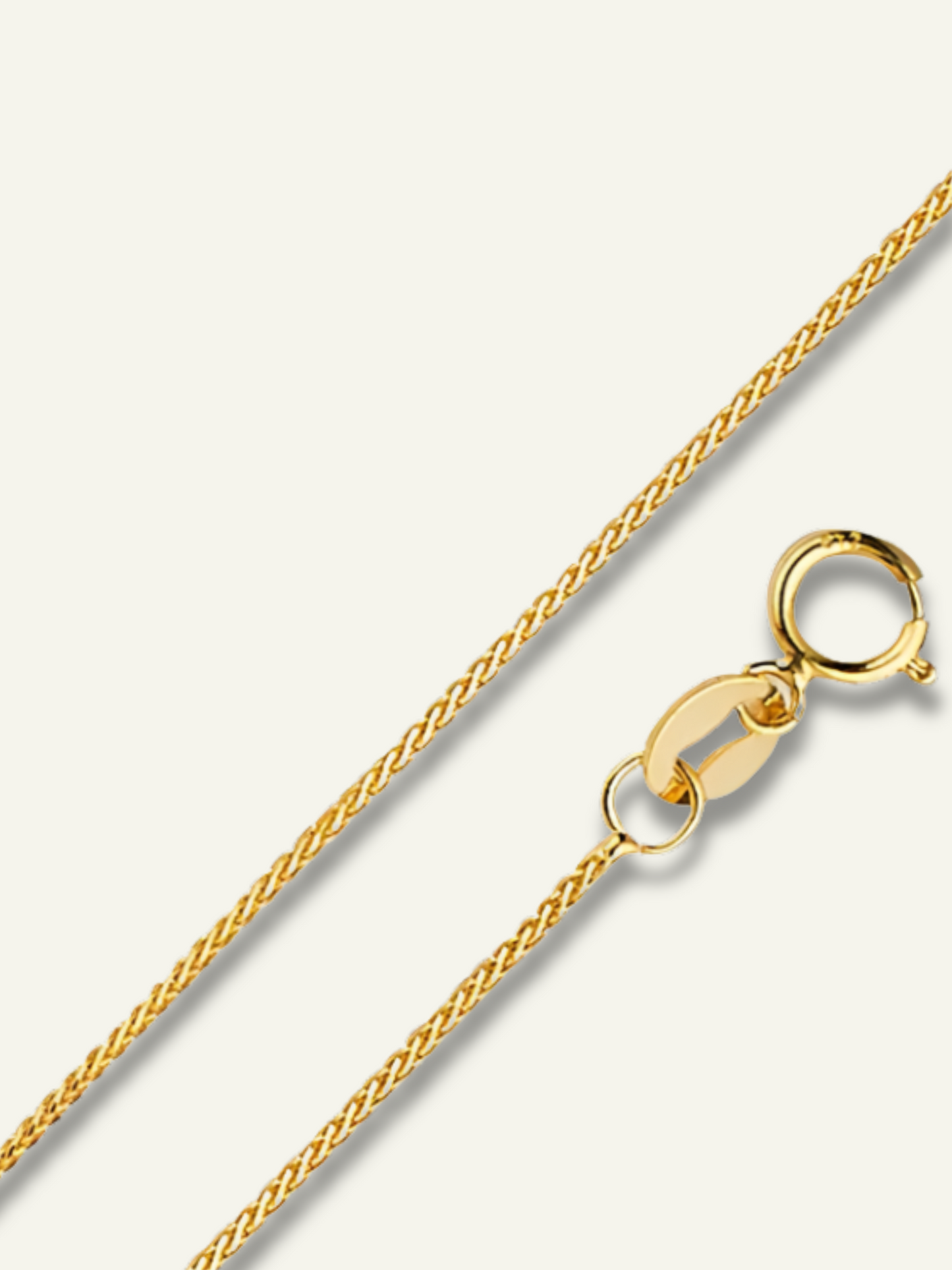 1 mm 14k Round Wheat Diamond Cut Chain Necklace 18 inches, goldnboys.com, solid old for women