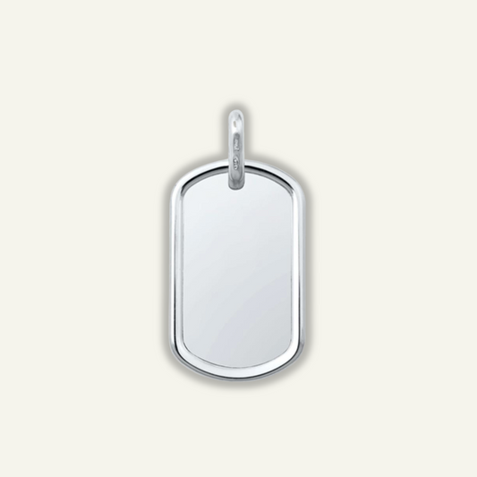 Silver dog tag pendant on chain, polished finish, minimalist men’s jewelry, goldnboys, silver pendant, 925 silver pendant
