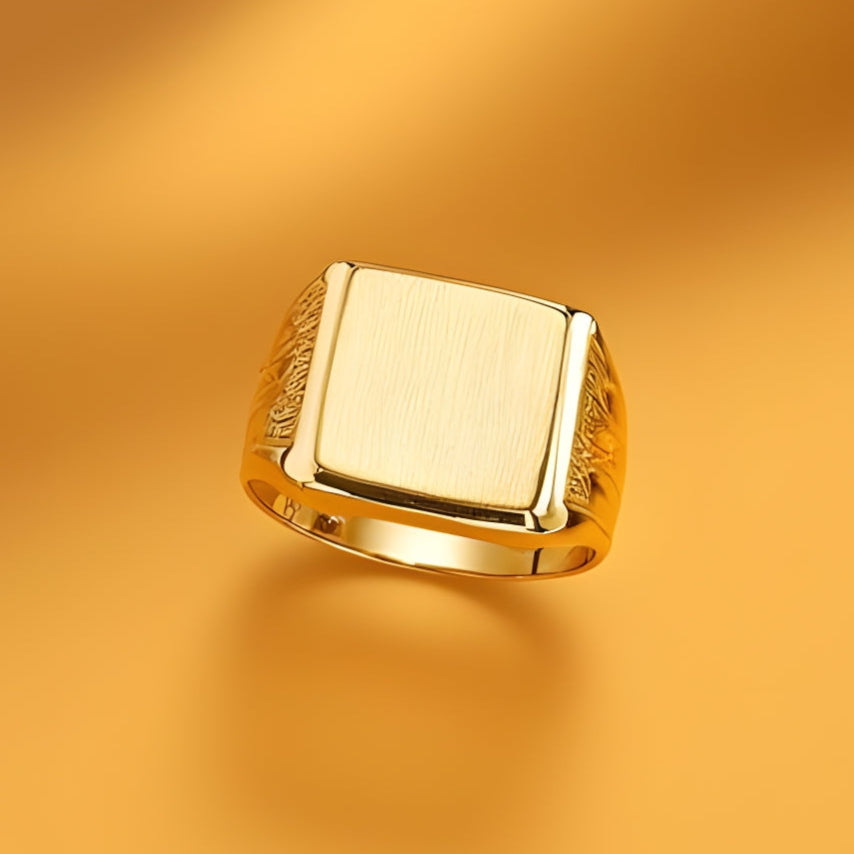14K Yellow Gold Men's Rectangle Square Ring, rings for men, signet rings for men, real gold rings for men, mens rings, 14 gold rings, goldnboys, goldnboys.com, mens fashion, jewelry, unisex rings