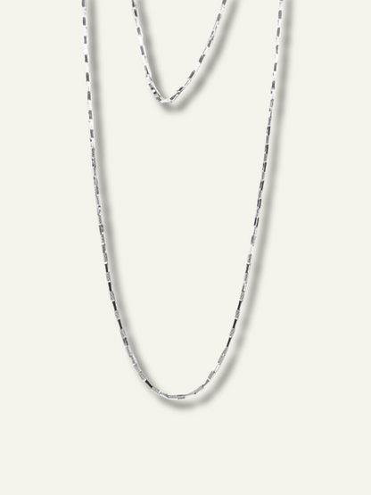Silver Long Box Chain Necklace