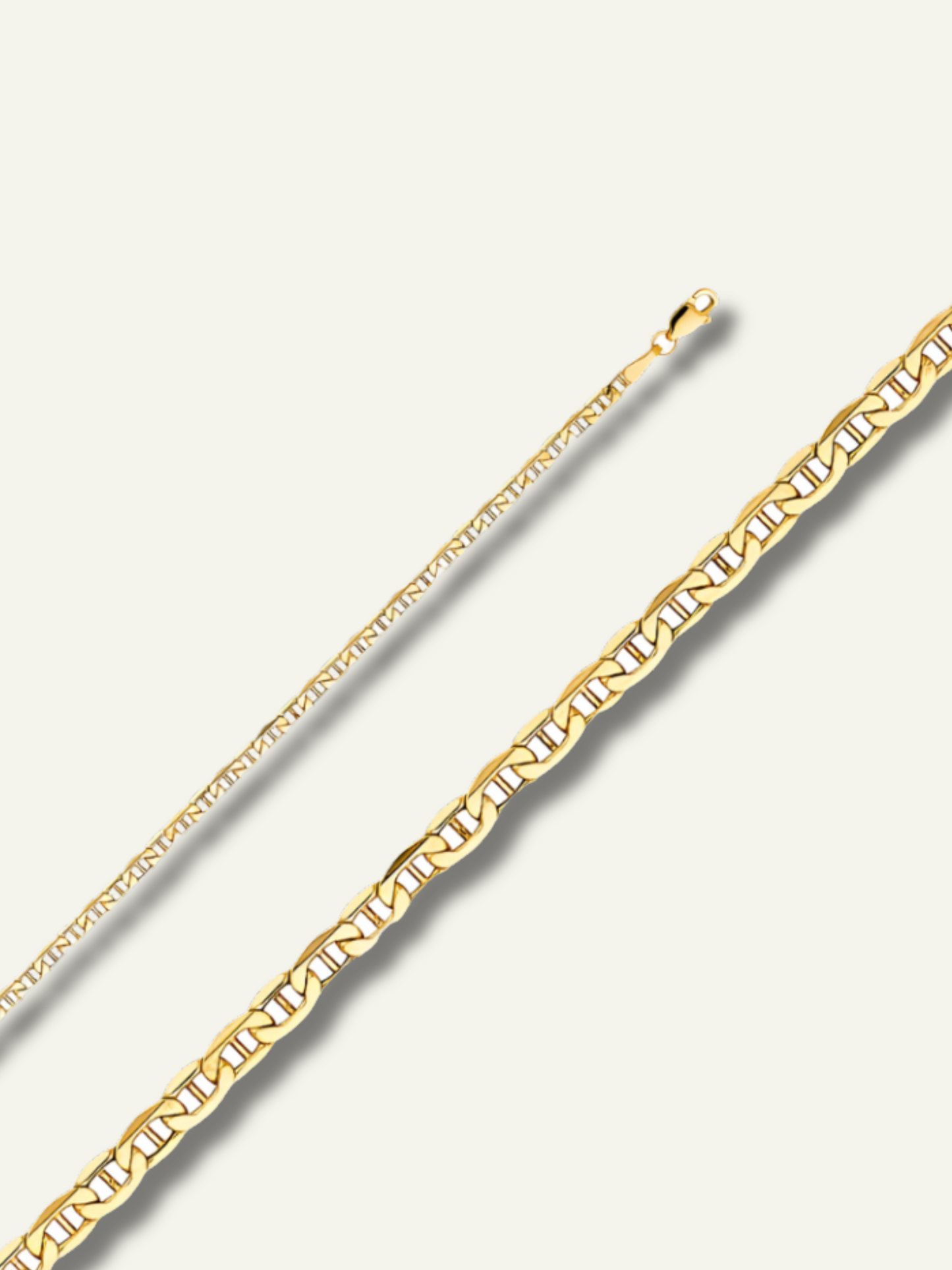 14k Yellow Gold Flat Mariner Chain Bracelet