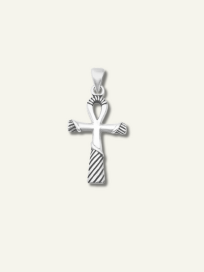 Silver Fashion Oxidized Egyptian Ankh Pendant