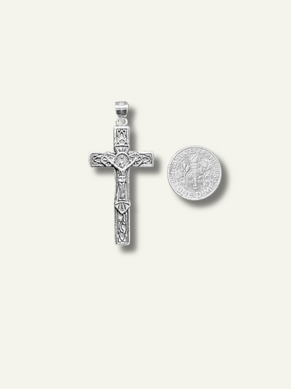 Silver Crucifix Cross Christian Oxidized Pendant