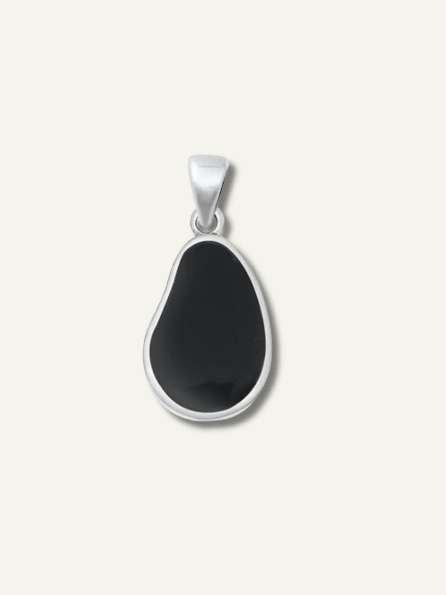 Silver Black Agate High Polished Pendant