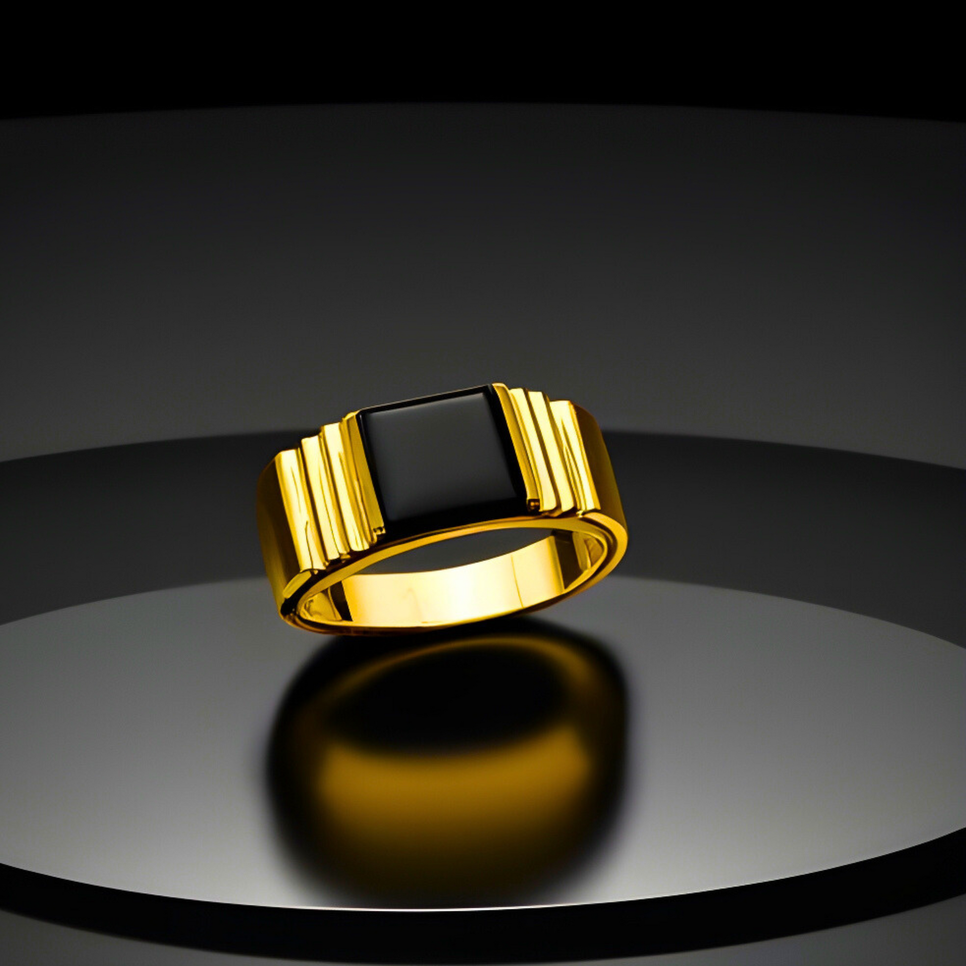 14K Yellow Gold Men's Onyx Ring, gold Onyx mens rings, mens rings, gold rings for men, black stone rings for men, goldnboys, goldnboyscom, beautiful rings for men, solid gold rings for men.
