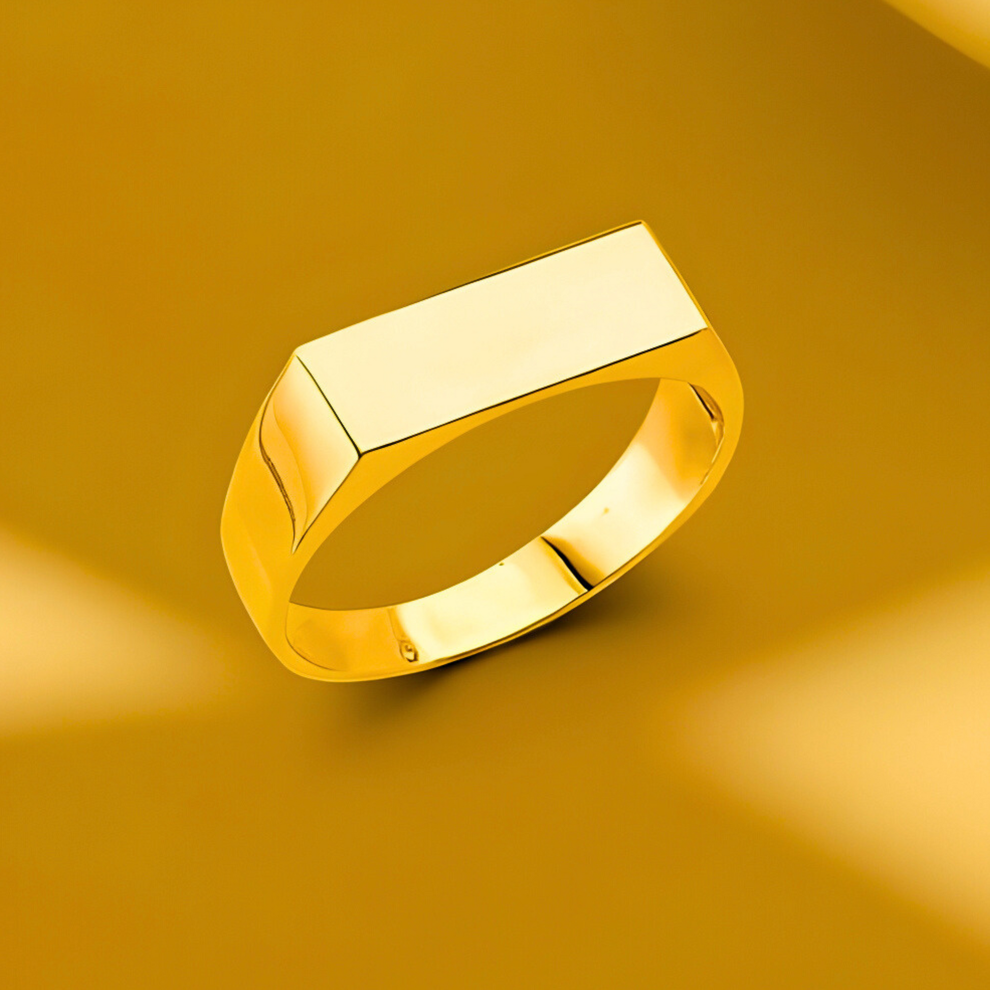 14K Yellow Gold Men's Rectangle Signet Ring, rings for men, signet rings for men, real gold rings for men, mens rings, 14 gold rings, goldnboys, goldnboys.com, mens fashion, jewelry, unisex rings
